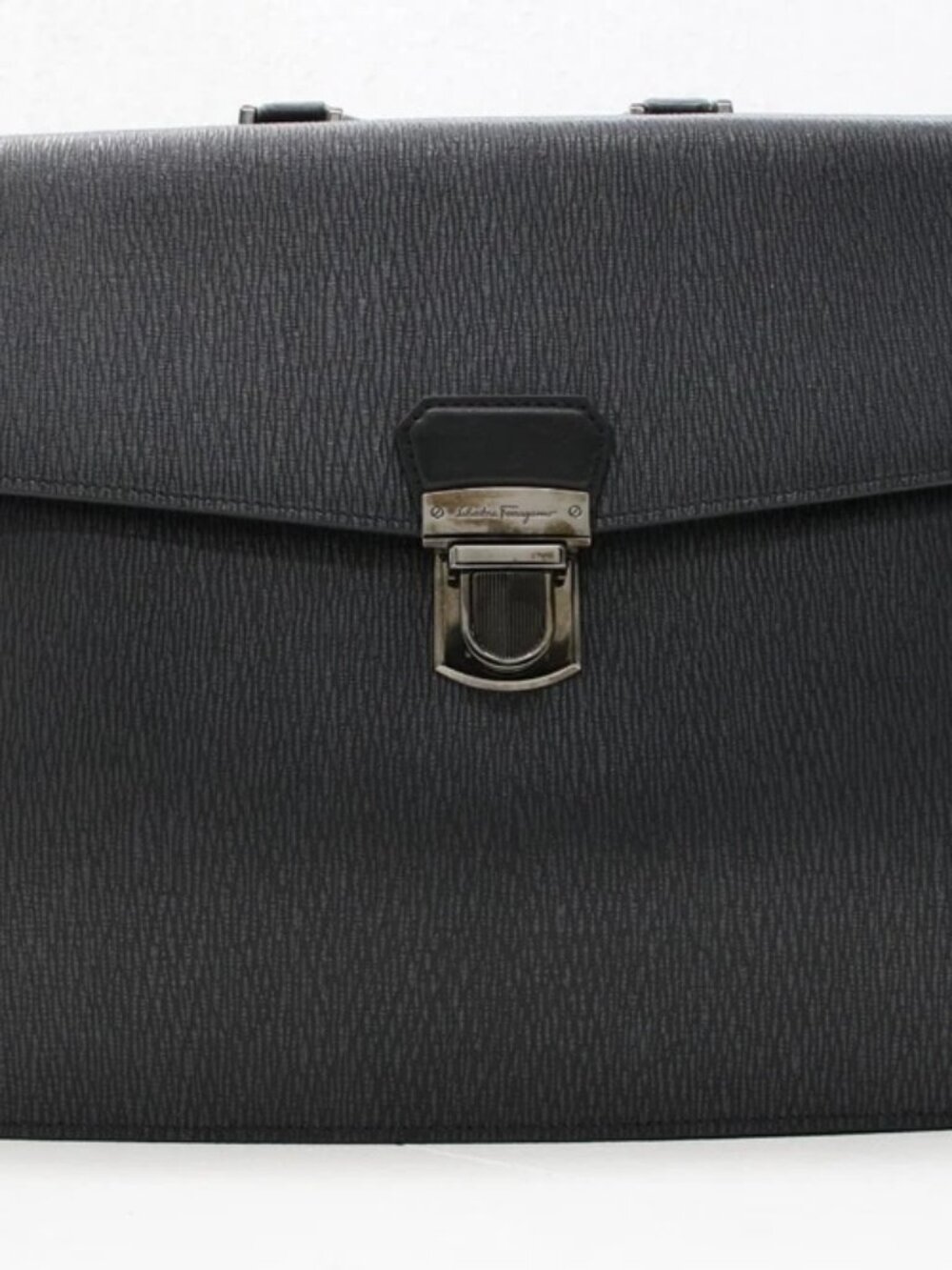 Salvatore Ferragamo Leather Gancini Briefcase - Black